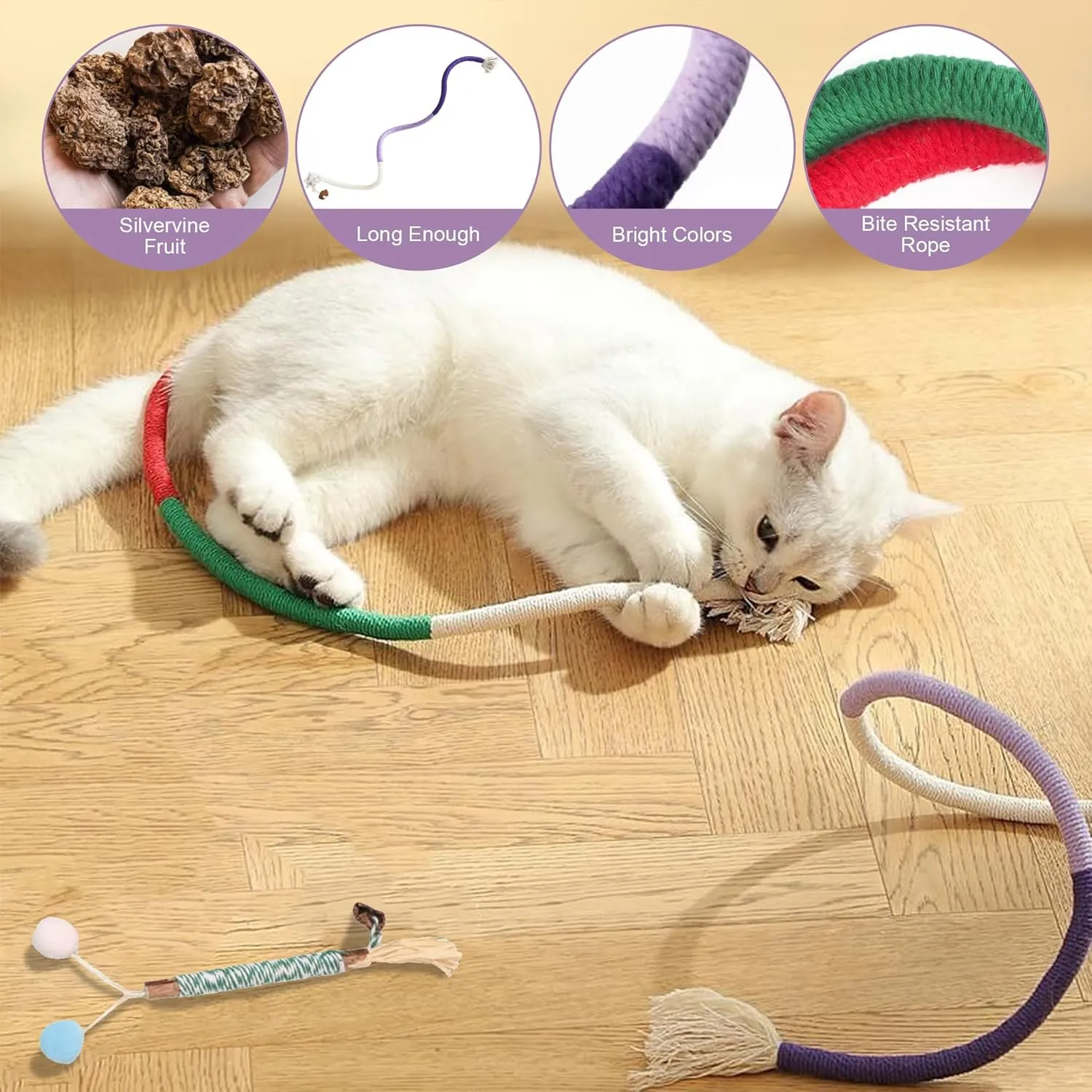 13 Pack Cat Chew Toy Set-Silvervine Sticks Catnip Rope Toys for Cats Teeth Cleaning, Kitten Dental Care,Interactive Cat Toys with Suction Cup Cat Wand Toy for Indoor Cats