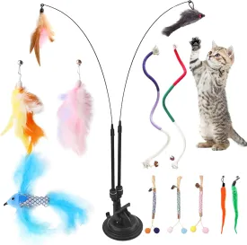 13 Pack Cat Chew Toy Set-Silvervine Sticks Catnip Rope Toys for Cats Teeth Cleaning, Kitten Dental Care,Interactive Cat Toys with Suction Cup Cat Wand Toy for Indoor Cats