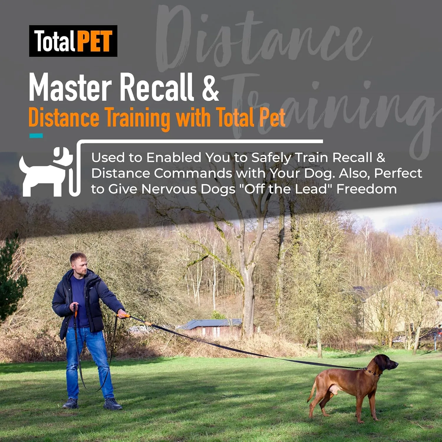 15ft Long Leash for Dogs - Long Line Dog Leash for Training Recall/Commands at Distance - Nylon, Heavy Duty - Ideal for Large & Small Breeds