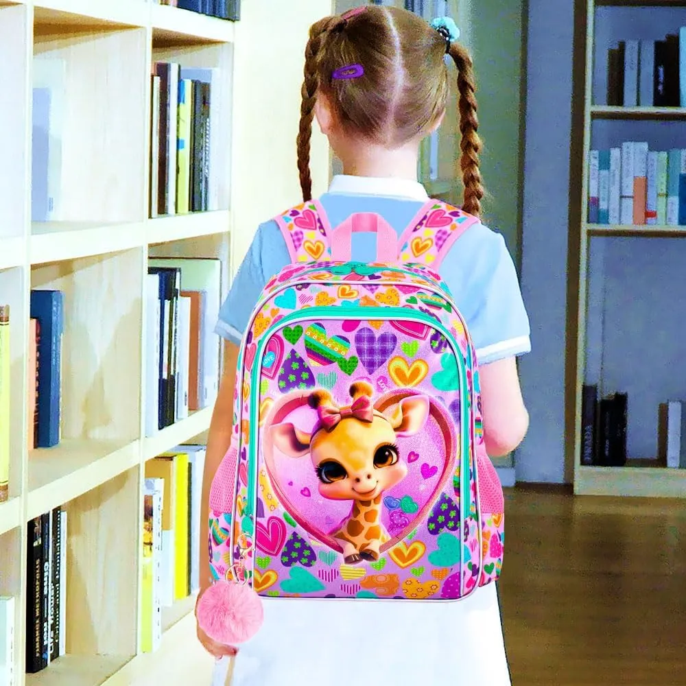 16" Girls Backpack, 3Pcs Kids Bookbag with Lunch Box, School Backpacks for Elementary Preschool Kindergarten