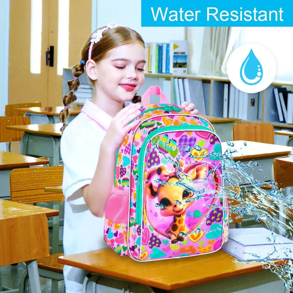 16" Girls Backpack, 3Pcs Kids Bookbag with Lunch Box, School Backpacks for Elementary Preschool Kindergarten
