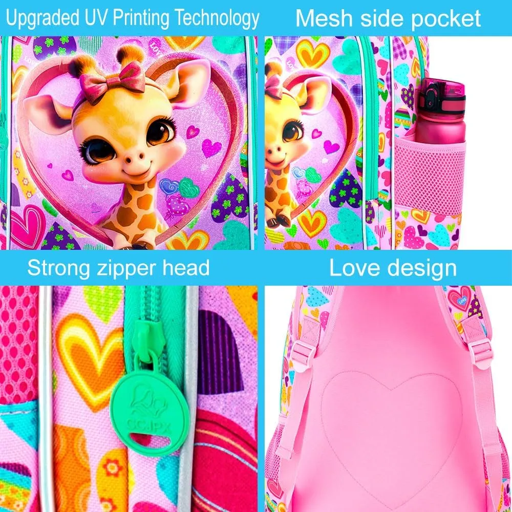 16" Girls Backpack, 3Pcs Kids Bookbag with Lunch Box, School Backpacks for Elementary Preschool Kindergarten