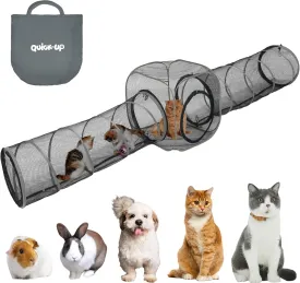 2 Connectable Large Cat Tunnels and 1 Portable Mesh Cube for Indoor and Outdoor, Durable Enclosed Outdoor Pet Playpen for Cats,Puppy and Small Animals to Play, Jump and Sleep Safely.