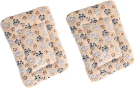 2 Pcs Pet Bed Mats. Ultra Soft Pet (Dog/Cat) Bed with Cute Prints. Reversible Faux Lambswool Kennel Pad for Medium Small Dogs and Cats. Machine Washable Pet Bed.