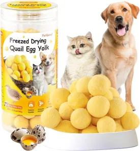 3.52oz/100g Freeze Dried Quail Egg Yolk, Cat and Dog Treats, Single Ingredient Pet Snacks, Healthy Tasty Dry Pet Food