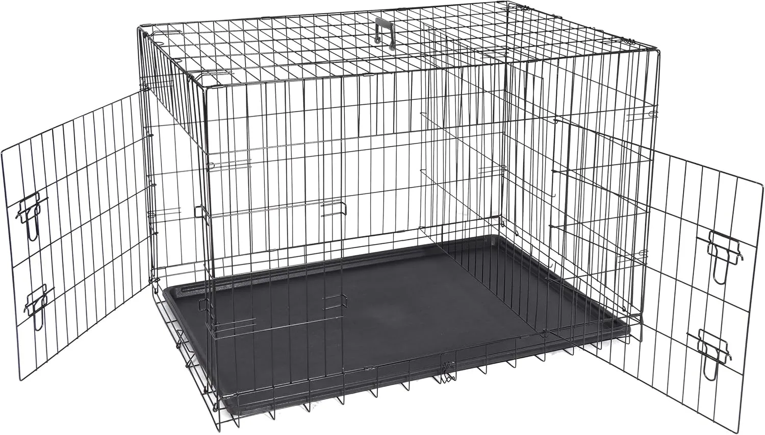 42-inch Double Door Folding Metal Pets Dog Crate Pet Animal Pet Cage with Removable Tray and Carrying Handle