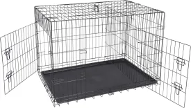 42-inch Double Door Folding Metal Pets Dog Crate Pet Animal Pet Cage with Removable Tray and Carrying Handle
