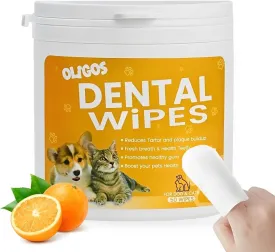 50 Pcs Dog Dental Wipes Pet Dental Finger Wipes for Dogs & Cats, Finger Toothbrush for Dogs, Reduces Plaque & Tartar, Freshens Pet Breath