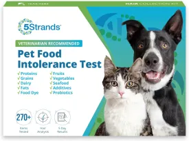 5Strands Pet Food Intolerance Test, at Home Sensitivity Test for Dogs & Cats, 270 Items, Hair Analysis, Accurate for All Ages & Breeds, Pet Gut Health, Fast 5 Day Results