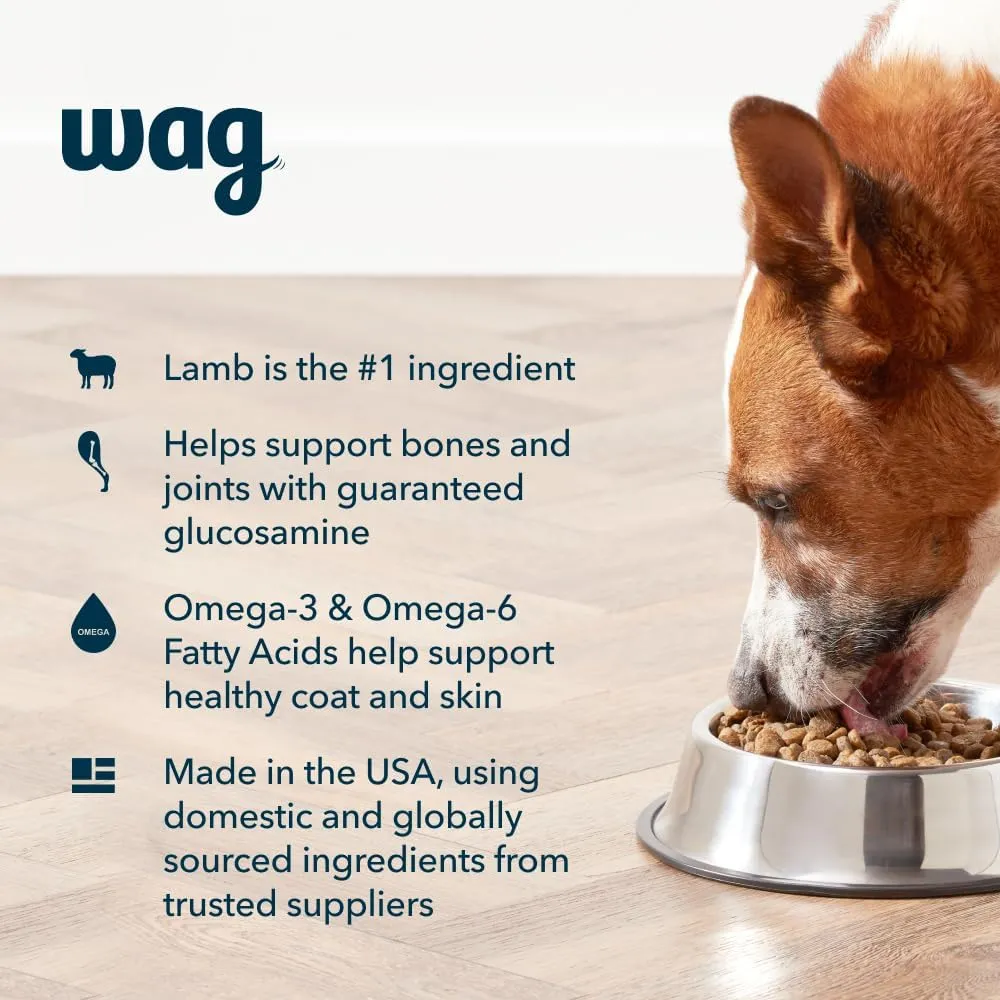 Amazon Brand - Wag Adult Premium Nutrition Dry Dog Food, Supports Stomach and Skin Health, Lamb and Brown Rice, 30 lb Bag