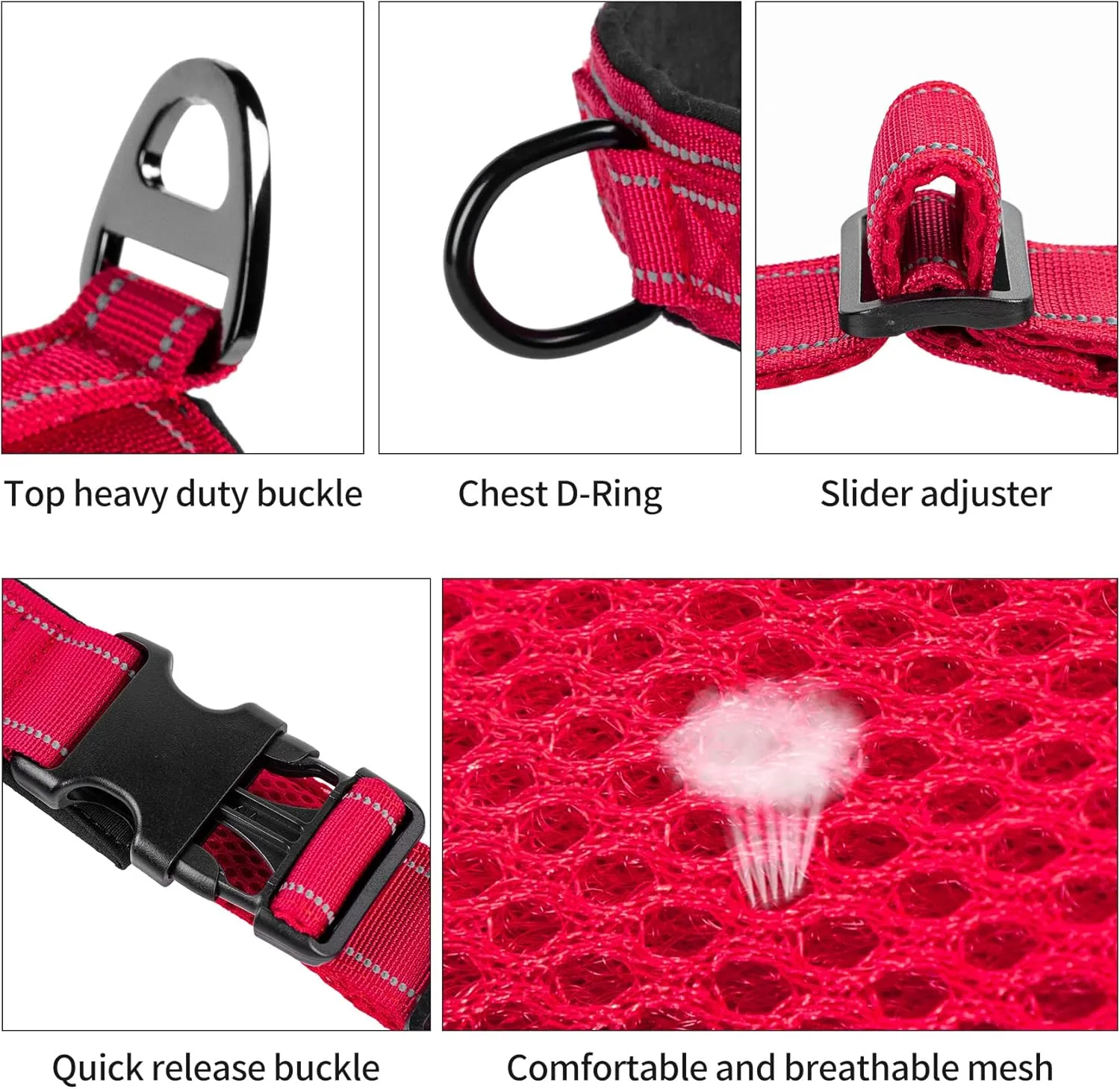Annchwool No Pull Dog Harness with Airtag Case and Two Patches,Quick Fit and Reflective Escape Proof Dog Harness,Easy for Training Walking Vest Harness for Small & Medium and Large Dog(Red,S)