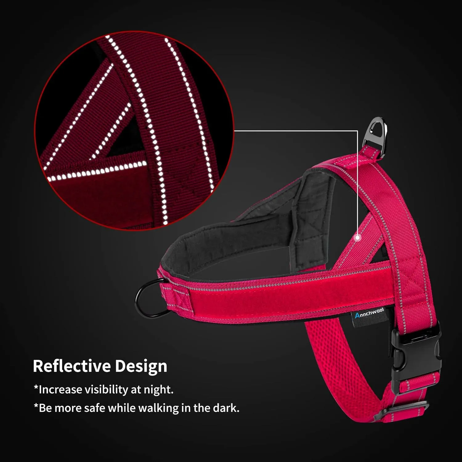 Annchwool No Pull Dog Harness with Airtag Case and Two Patches,Quick Fit and Reflective Escape Proof Dog Harness,Easy for Training Walking Vest Harness for Small & Medium and Large Dog(Red,S)