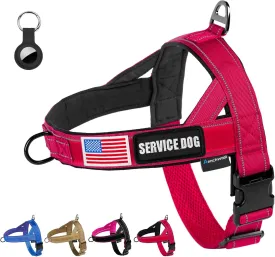 Annchwool No Pull Dog Harness with Airtag Case and Two Patches,Quick Fit and Reflective Escape Proof Dog Harness,Easy for Training Walking Vest Harness for Small & Medium and Large Dog(Red,S)