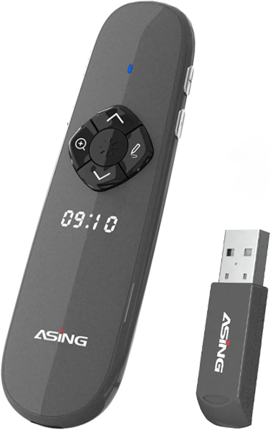 ASING Long Range Green Laser Pointer Presentation Remote Control 8GB USB for Storage & Transfer, Timing Display Presentation Remotes Clicker for Indoor Meetings, Cat Toys, Mac, Computer and Outdoor