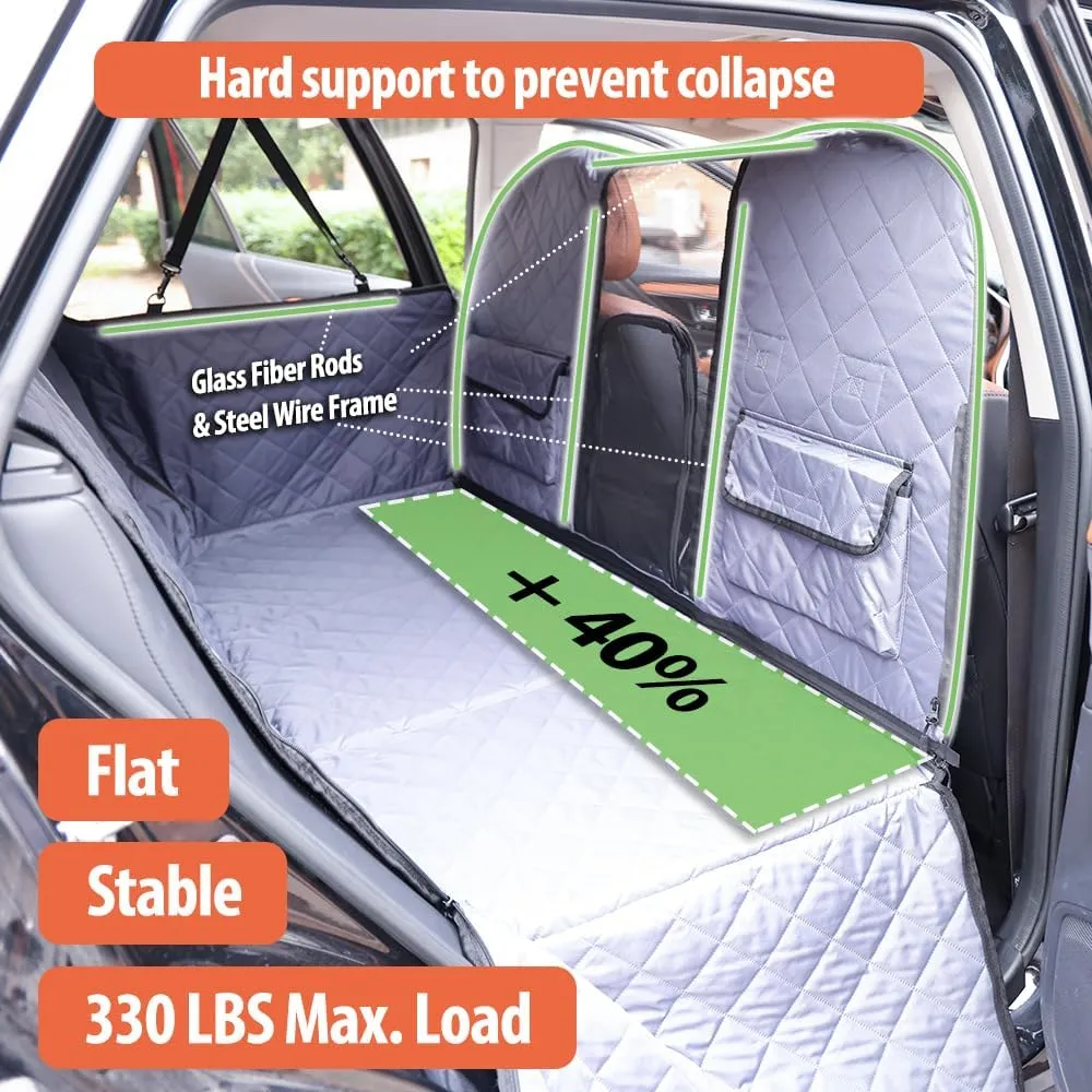 Back Seat Extender for Dogs Hard Bottom Hold 400lbs, 4 in1 Dog Car Seat Cover for Back Seat, Dog Car Hammock Waterproof Backseat Car Bed, Anti Dirt & Hair Pets for Car SUV, Truck