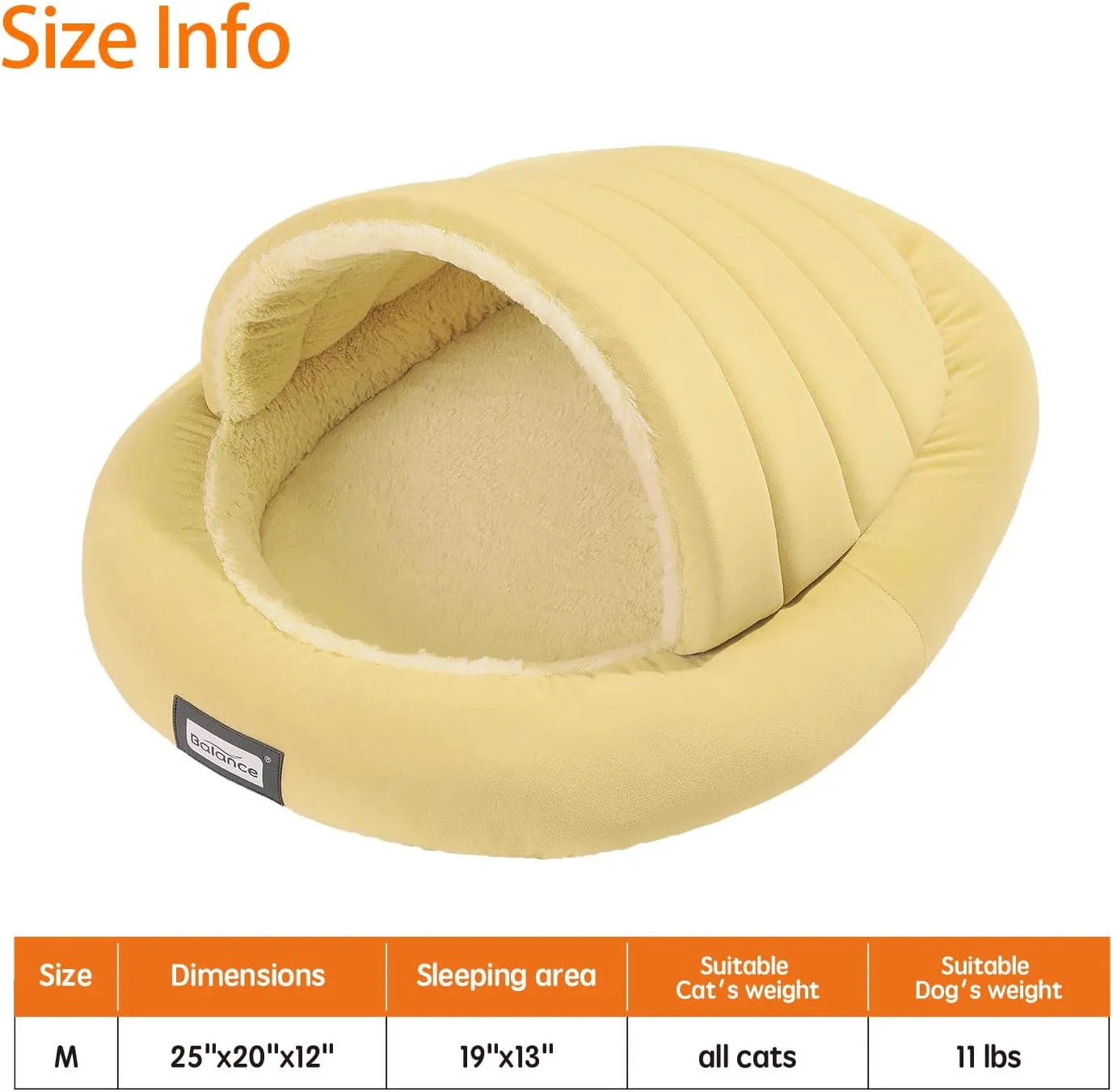 Balance 2 in 1 Cat Bed Cave for Kittens and Small Dogs, Cat Tents for Indoor Cats, Covered Cat Beds with Removable Cushion, Calming Cat Nest, Cat Hideaway, Washable Cat House with Non-Slip Bottom
