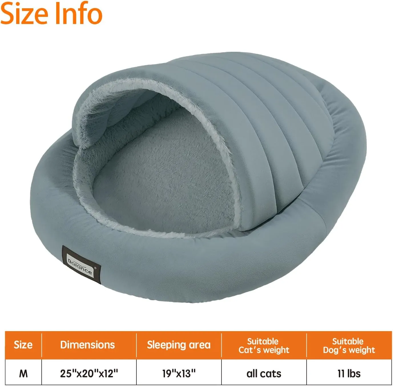Balance 2 in 1 Cat Bed Cave for Kittens and Small Dogs, Cat Tents for Indoor Cats, Covered Cat Beds with Removable Cushion, Calming Cat Nest, Cat Hideaway, Washable Cat House with Non-Slip Bottom