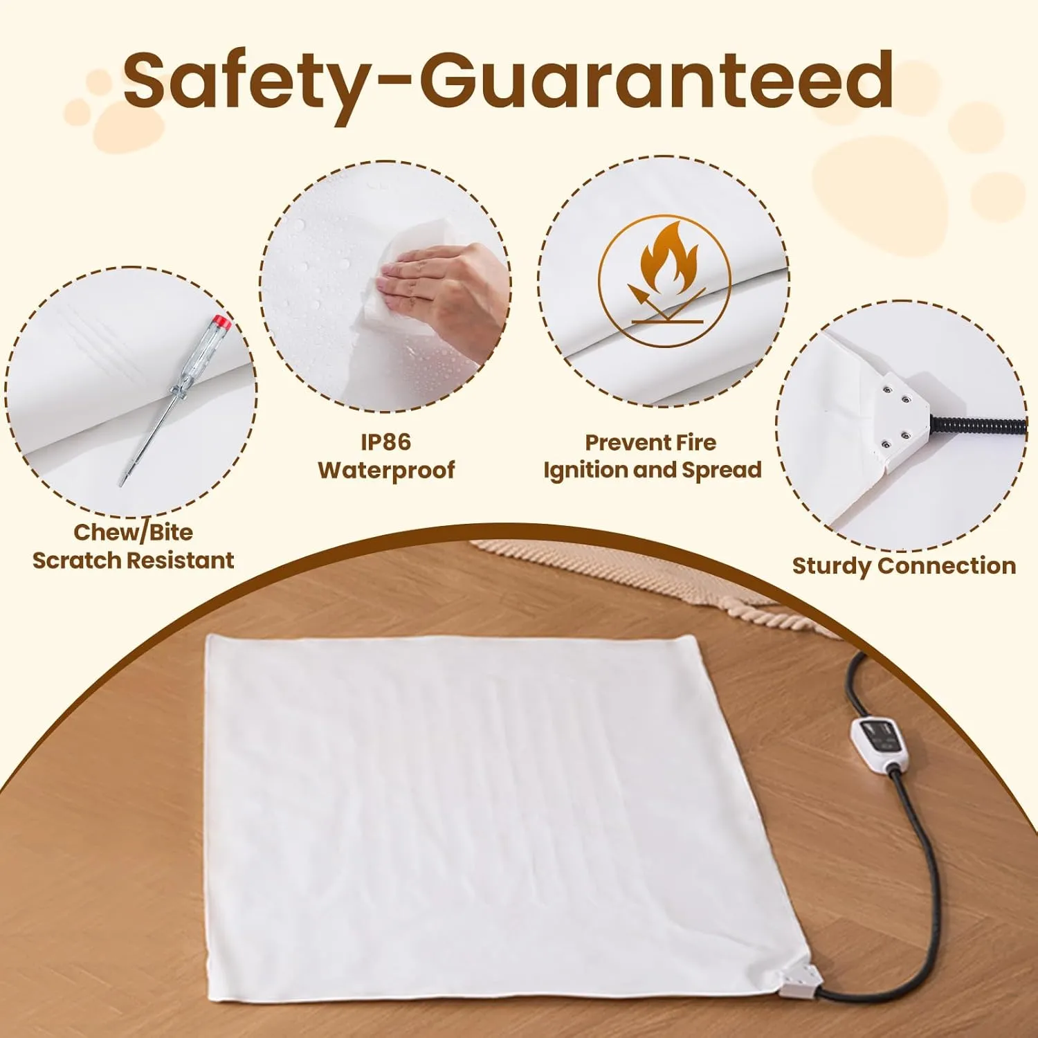 Bearhug Heated Cat Bed, Dog Heating Pad 28"18"[Two Replaceable Cover] Adjustable Temperature Pet Heating Pad with Steel-Wrapped Cord, Waterproof and Chew-Resistant for Cats Puppies Medium Animals