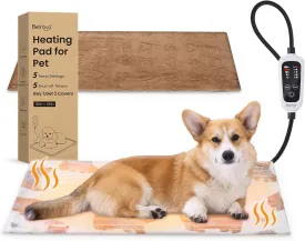 Bearhug Heated Cat Bed, Dog Heating Pad 28"18"[Two Replaceable Cover] Adjustable Temperature Pet Heating Pad with Steel-Wrapped Cord, Waterproof and Chew-Resistant for Cats Puppies Medium Animals