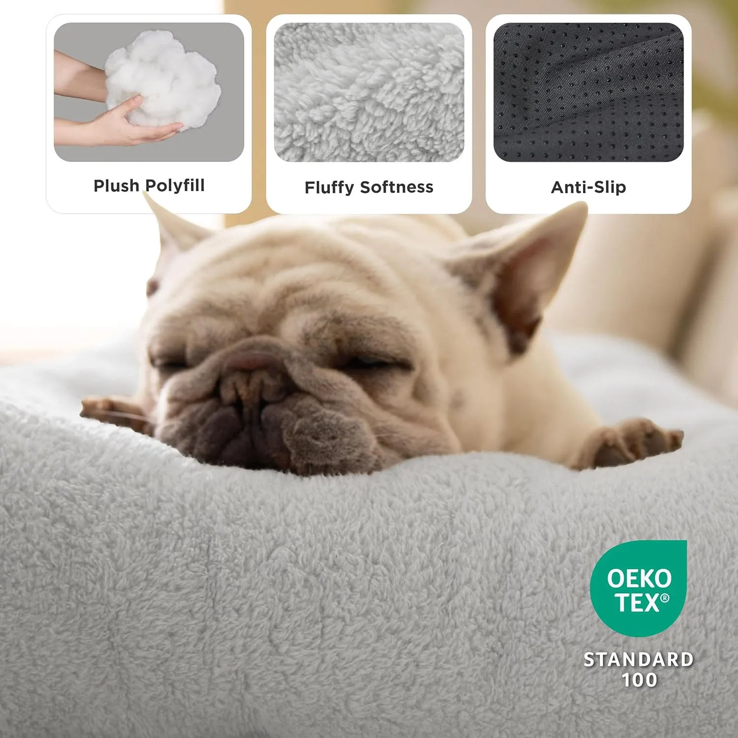 Bedsure Washable Dog Crate Bed for Extra Large Dogs, Comfort Fluffy Plush Pet Kennel Pad with Non-Slip Bottom, Machine Washable Pet Sleeping Mat, XL 41"x27", Gray