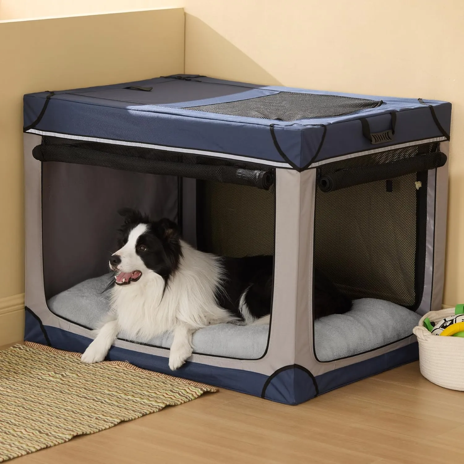 Bedsure Washable Dog Crate Bed for Extra Large Dogs, Comfort Fluffy Plush Pet Kennel Pad with Non-Slip Bottom, Machine Washable Pet Sleeping Mat, XL 41"x27", Gray