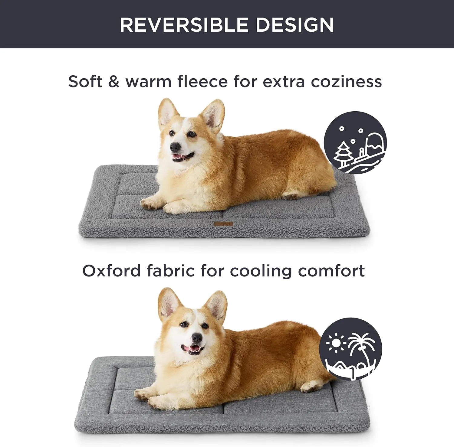 Bedsure Washable Dog Crate Bed for Large Dogs, Reversible Foam Floor Pet Mat, Versatile Lightweight Pet Crate Pad for Cages