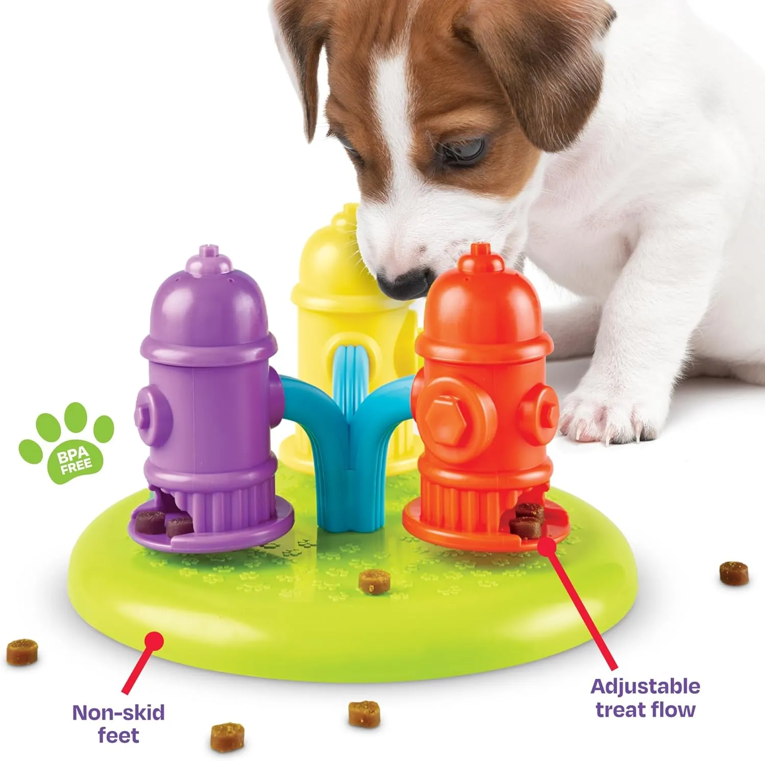 Brightkins Spinning Hydrants Treat Puzzle - Interactive Dog Toys, Treat Puzzles for Dogs Medium