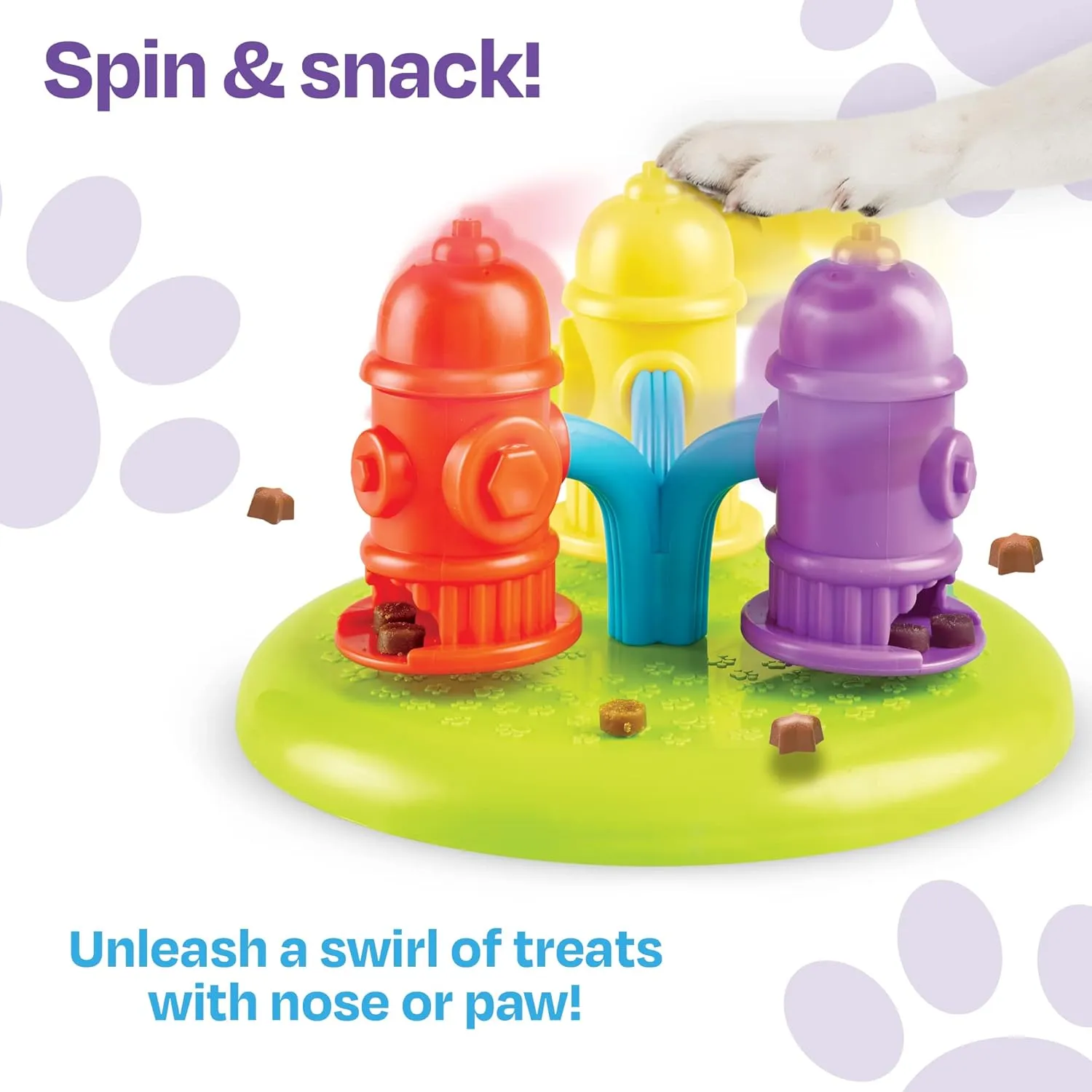 Brightkins Spinning Hydrants Treat Puzzle - Interactive Dog Toys, Treat Puzzles for Dogs Medium