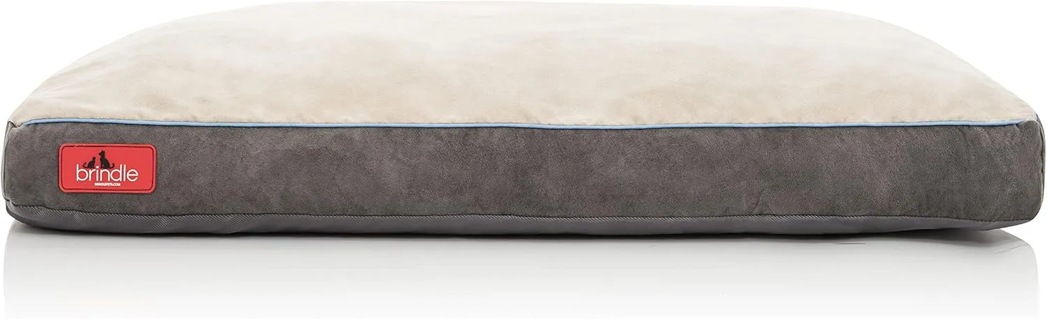 BRINDLE Khaki Shredded Memory Foam Pet Bed - Pet Essentials - Orthopedic Design - Pet Crate Compatible - Machine Washable Cover - Indoor Pet Bed for Dogs, Puppies, Cats, and Rabbits - Size Medium