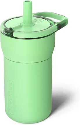 BrMate Leap 12oz 100% Leakproof Kids Tumbler with Handle and Silicone Soft Straw | Durable Drop Resistant Silicone Sleeve | Made of Insulated Stainless Steel | Cup Holder Friendly | 12oz (Kiwi)