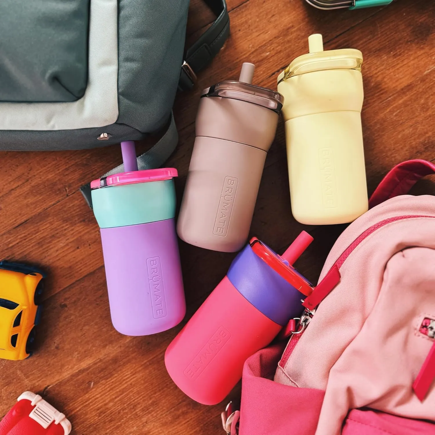 BrMate Leap 12oz 100% Leakproof Kids Tumbler with Handle and Silicone Soft Straw | Durable Drop Resistant Silicone Sleeve | Made of Insulated Stainless Steel | Cup Holder Friendly | 12oz (Kiwi)