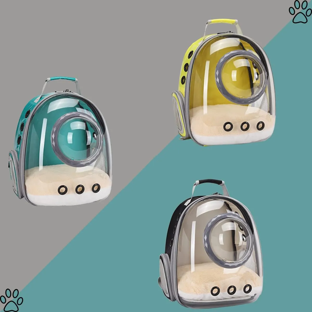 Bubble Cat Carrier Backpack Transparent Pet Carrier Backpack for Small Puppy and Bunny (Green, Backpack)