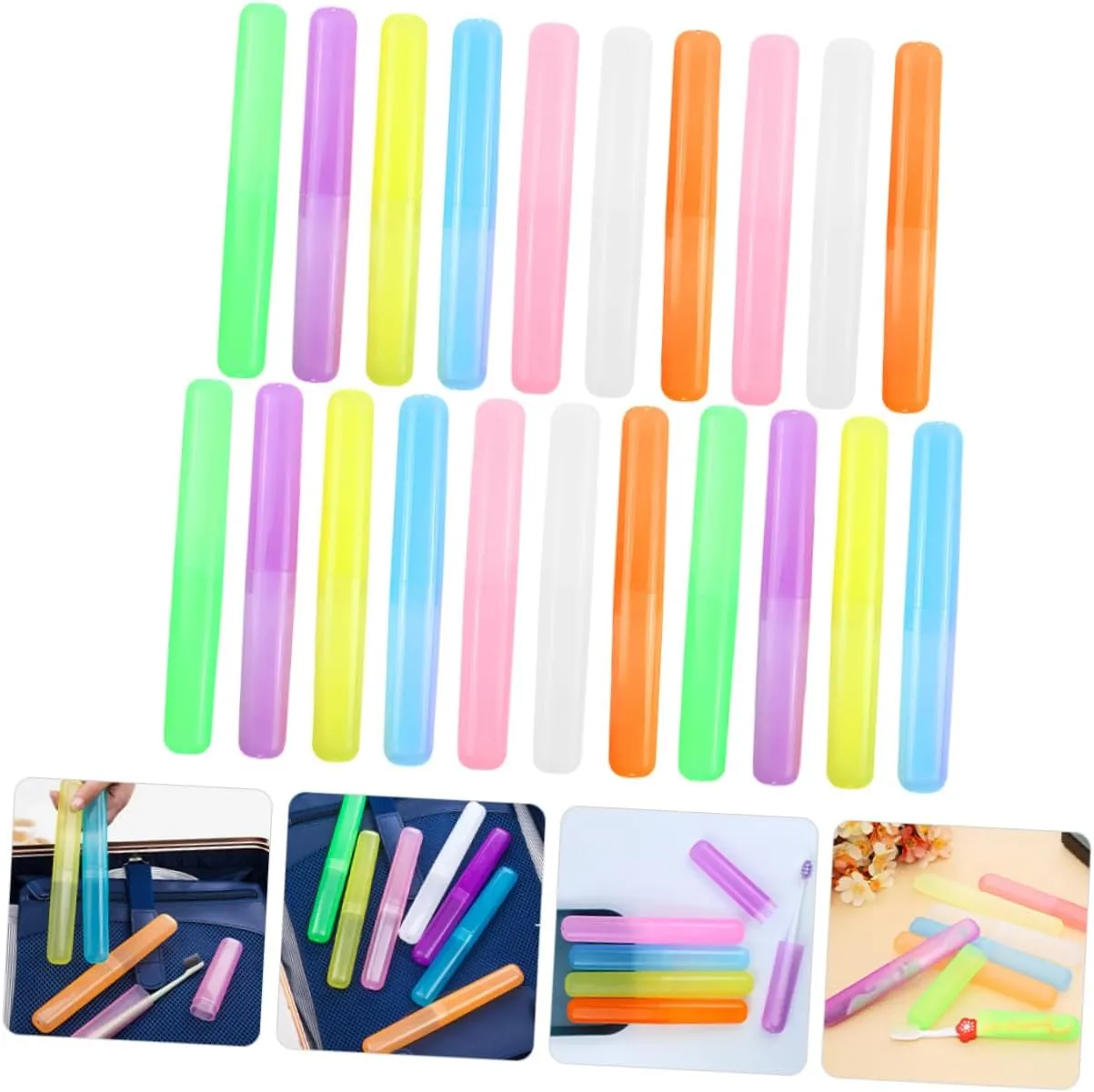 Cabilock 4sets Toothbrush Storage Holder Airtight Travel Toothbrush Case Compact Portable and for Home Travel and Camping 21pcs*4
