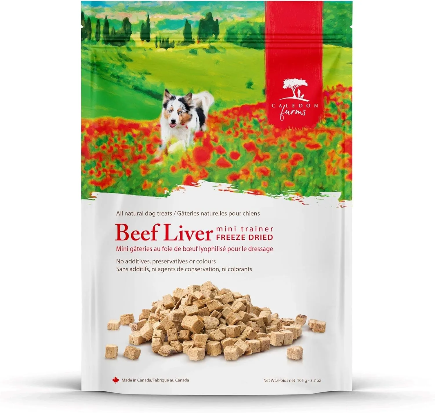 Caledon Farms Mini Trainers- Freeze Dried Beef Liver Dog Treats: Grain Free, Gluten Free, No Additives, Colors or Preservatives, Beige 3.7 Ounce (Pack of 1)