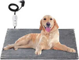 CAROMIO Pet Heating Pad for Cat Dog, Outdoor Indoor Waterproof Electric Heated Bed Mat with Chew Resistant Cord, Adjustable Temperature with Auto Shut Off Timer, Upgraded Safety DC Power, 18" x 16"