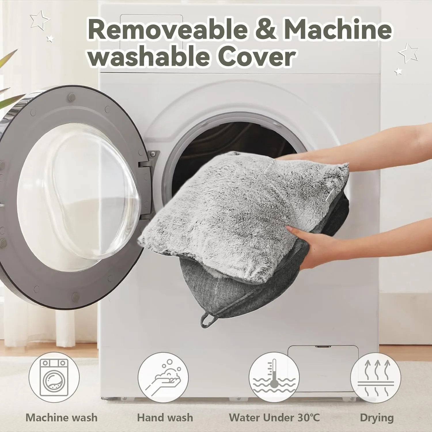 Cat Bed Cave-Cat Beds for Indoor Cats,Kittens and Small Pets,Soft and Warm Cats House Tent Bed,Foldable and Washable with Removable Cushioned and Anti Slip Bottom,Grey 15inches