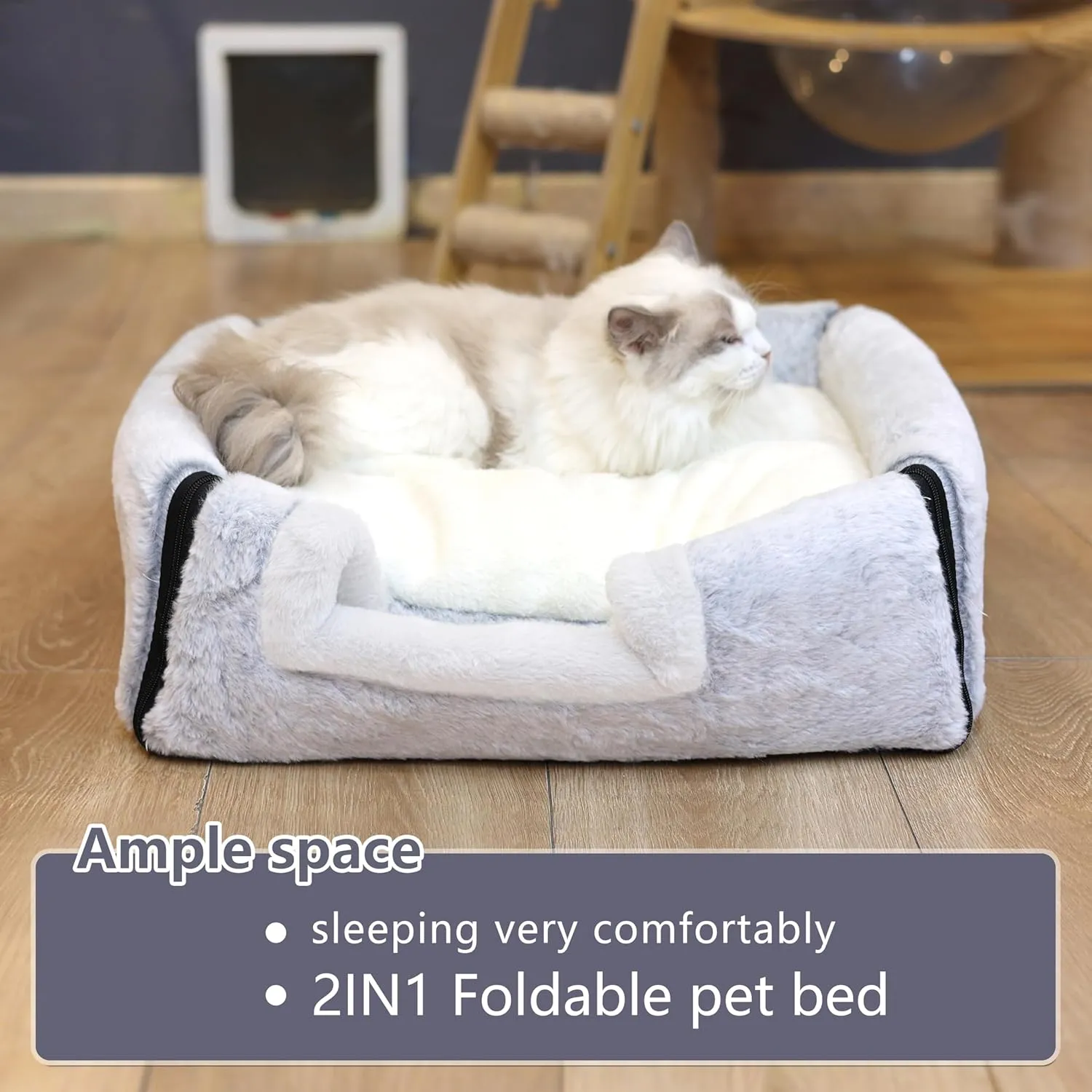 cat Bed cave-cat beds for Indoor Cats,Soft and Comfortable,Cute cat House,with Removable Washable Cushioned Pillow,Enclosed cat Bed,Kitty pet hutHideaway,Small Dog Tent,Grey