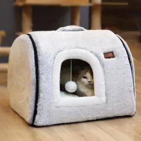 cat Bed cave-cat beds for Indoor Cats,Soft and Comfortable,Cute cat House,with Removable Washable Cushioned Pillow,Enclosed cat Bed,Kitty pet hutHideaway,Small Dog Tent,Grey