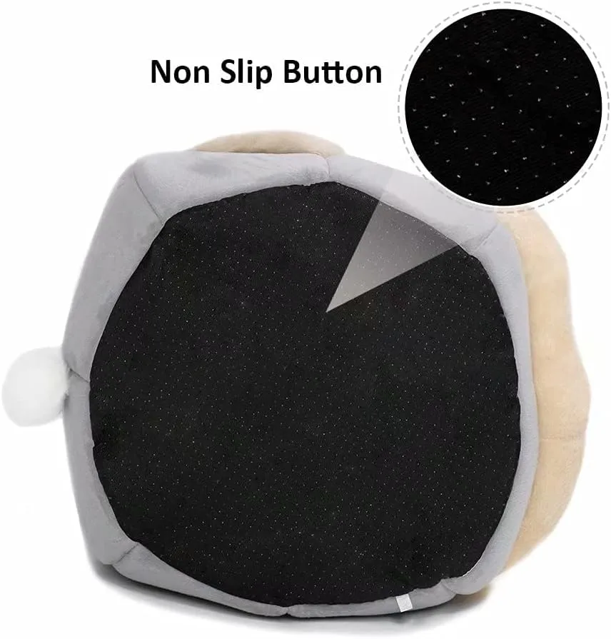 Cat Beds for Indoor Cats - Small Dog Bed with Anti-Slip Bottom, Rabbit-Shaped Cat/Small Dog Cave with Hanging Toy, Puppy Bed with Removable Cotton Pad, Super Soft Calming Pet Sofa Bed (Grey S)