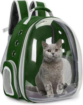 Cat Bubble Backpack Carrier for Small Medium Dogs Cats Carrying Bag, Airline Approved Pet Travel Carrying Bag Dog Hiking Walking Outdoor Backpack (Dark Green)