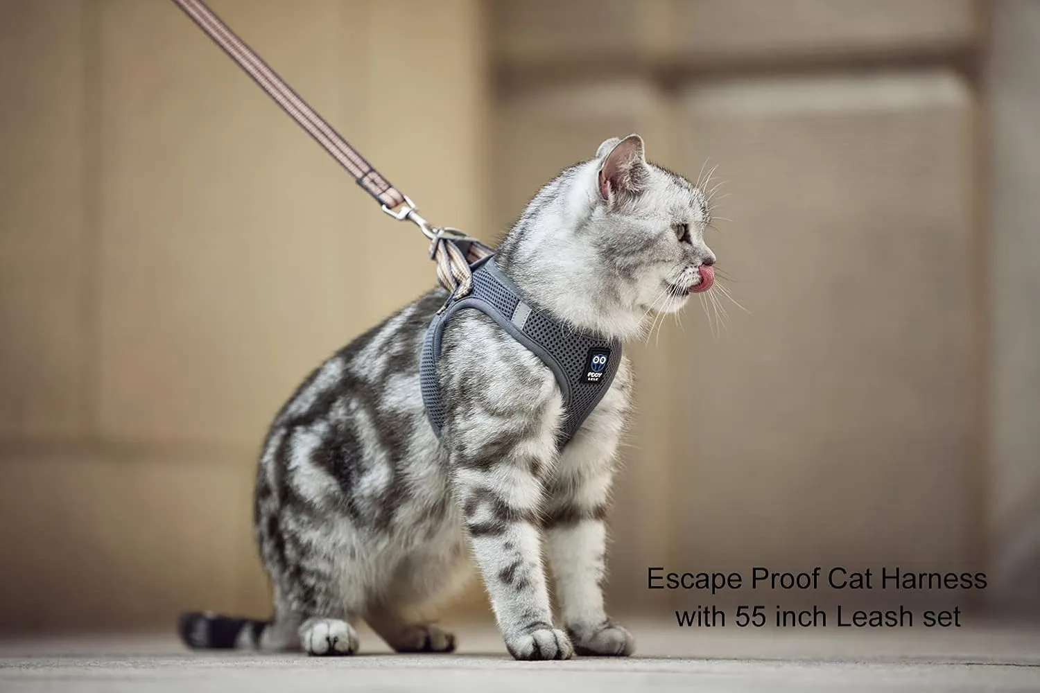 Cat Harness and Leash for Walking Escape Proof, Adjustable Soft Grey XXS Chest: 9 - 11inch