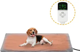Cat heating Pad, 9 adjustable temperature, Pet heating pad, timer, removable washable waterproof heating cat bed, chewable cord, electric heating pad for cat (Grey, 25.0"L x 20.0"W x 0.6"TH)