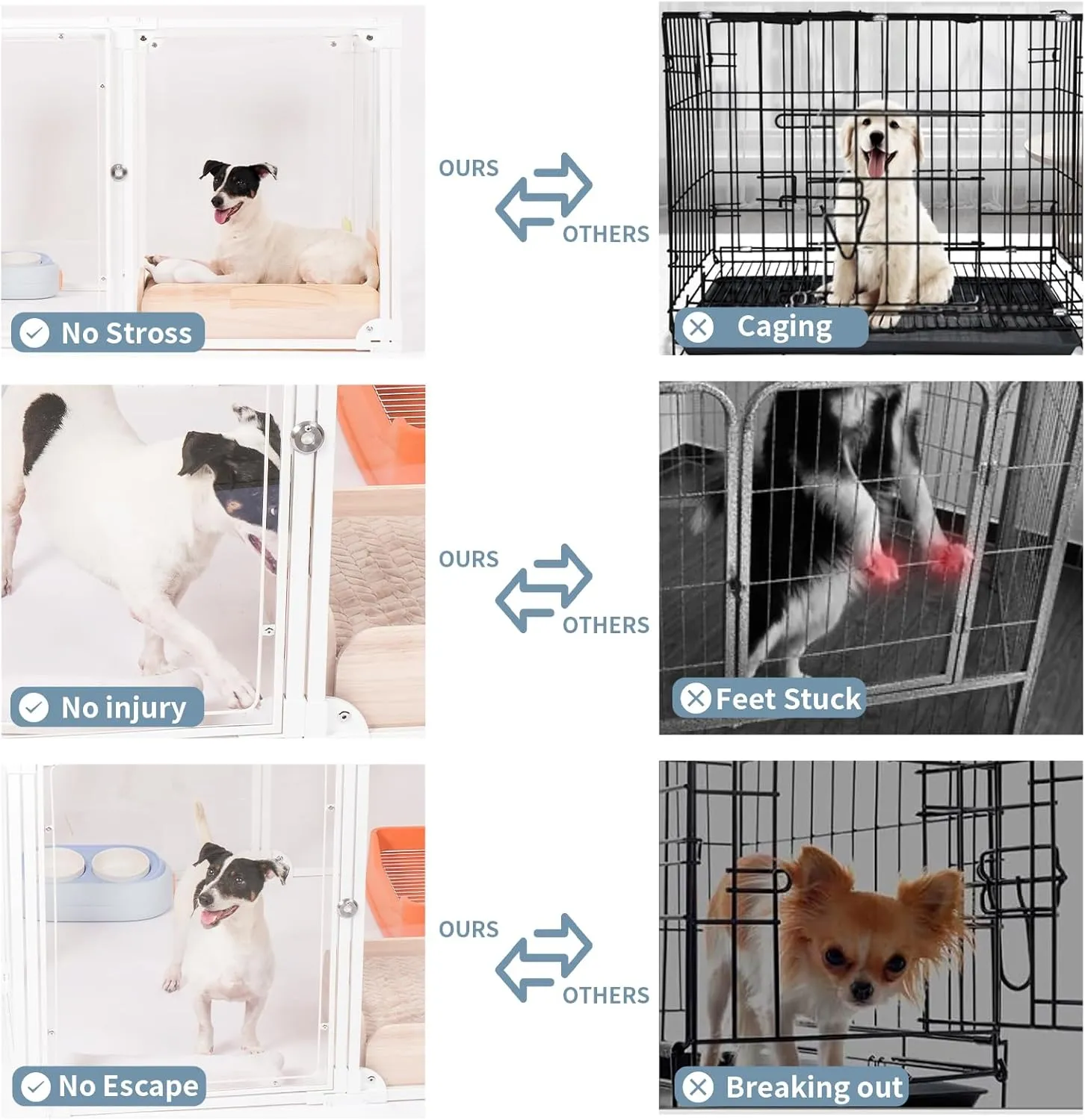 Clear Acrylic Metal Dog Play Pen Indoor, Puppy cat,Rabbit and Dog Pen, Transparent Easy to Assemble Folding Puppy Box Kennel Fence, Small and Medium Sized Dogs (White, 23.6" H, 8-Panel)
