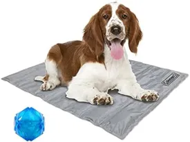 Coleman Dog Cooling Mat with Toy, Pressure Activated Gel Pad, Cool Pet Bed for Summer, Grey, 24"x 1"x 30"