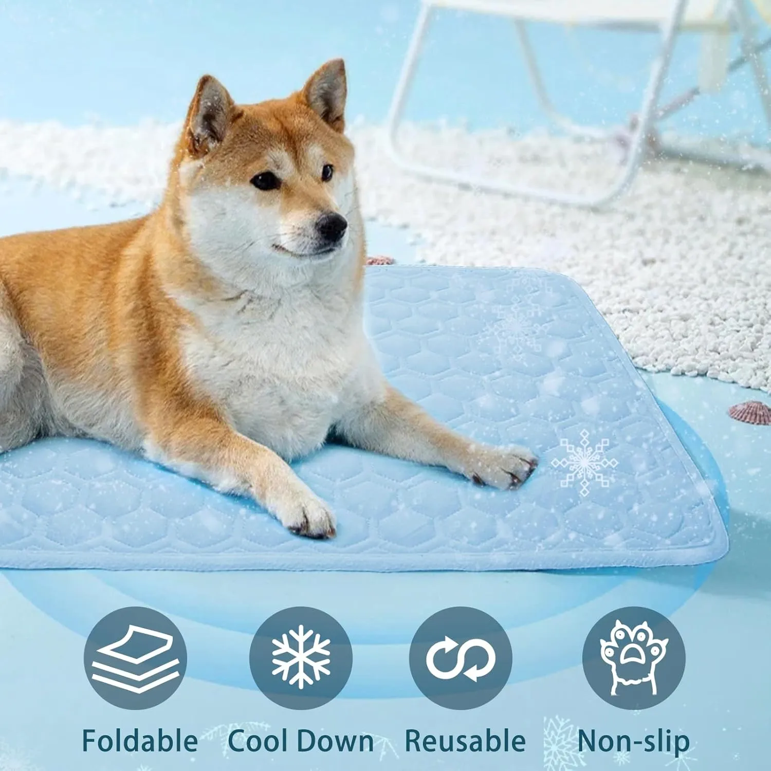 Cooling Mat for Dogs Thicken Pad for Cats,Rabbit&Medium,Large Dogs Internal Arc-Chill Cool Fiber Dog Cooling Mat Non-Slip Washable Summer Pet Outdoor Bed