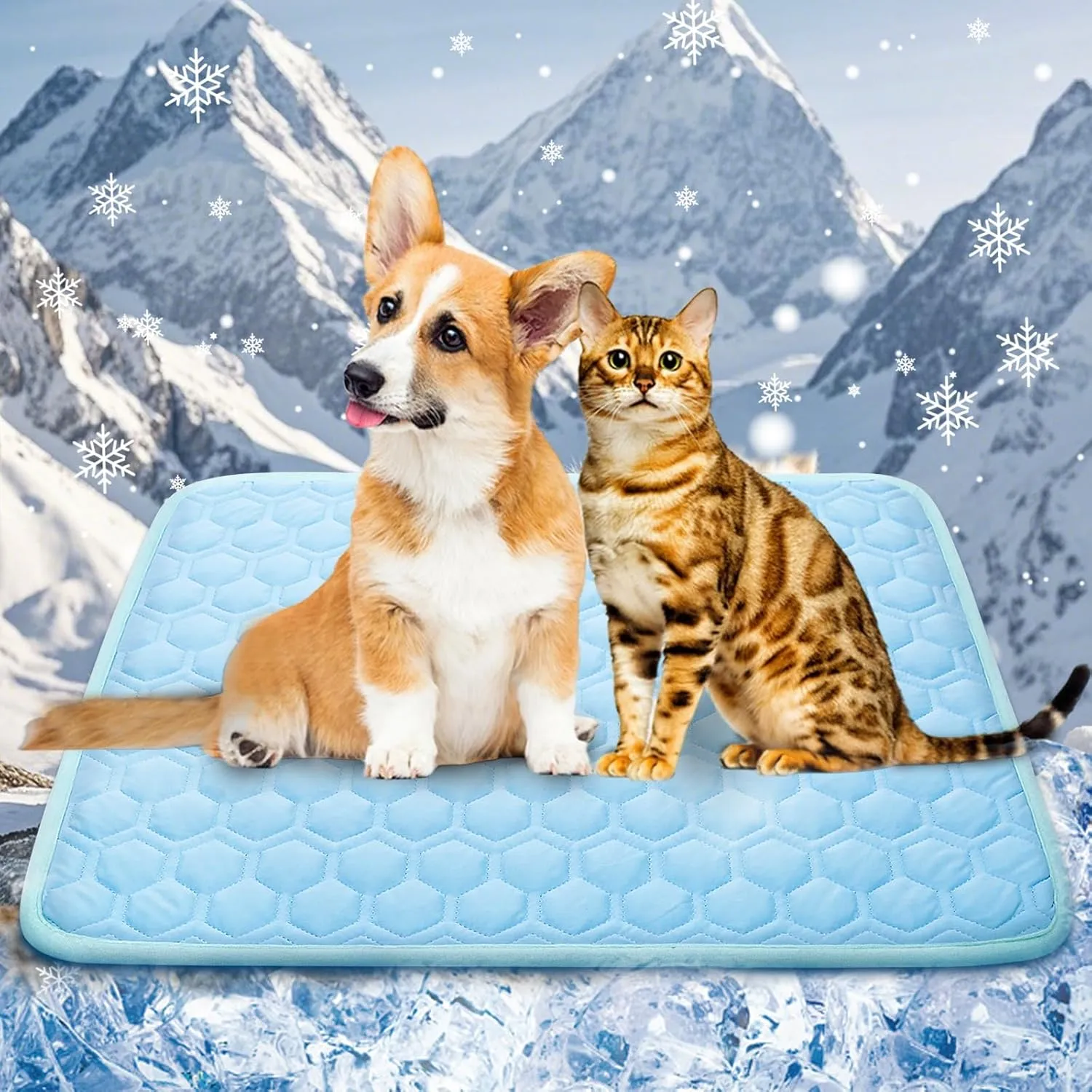 Cooling Mat for Dogs Thicken Pad for Cats,Rabbit&Medium,Large Dogs Internal Arc-Chill Cool Fiber Dog Cooling Mat Non-Slip Washable Summer Pet Outdoor Bed