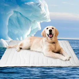 Cooling Mat for Large Dogs Q-MAX>0.4, 48" x 28" Thin Non-Gel Pet Cooling Pad, Washable Self-Chill Mat, Non-Slip & Foldable for Big Dog Up to 80 lbs