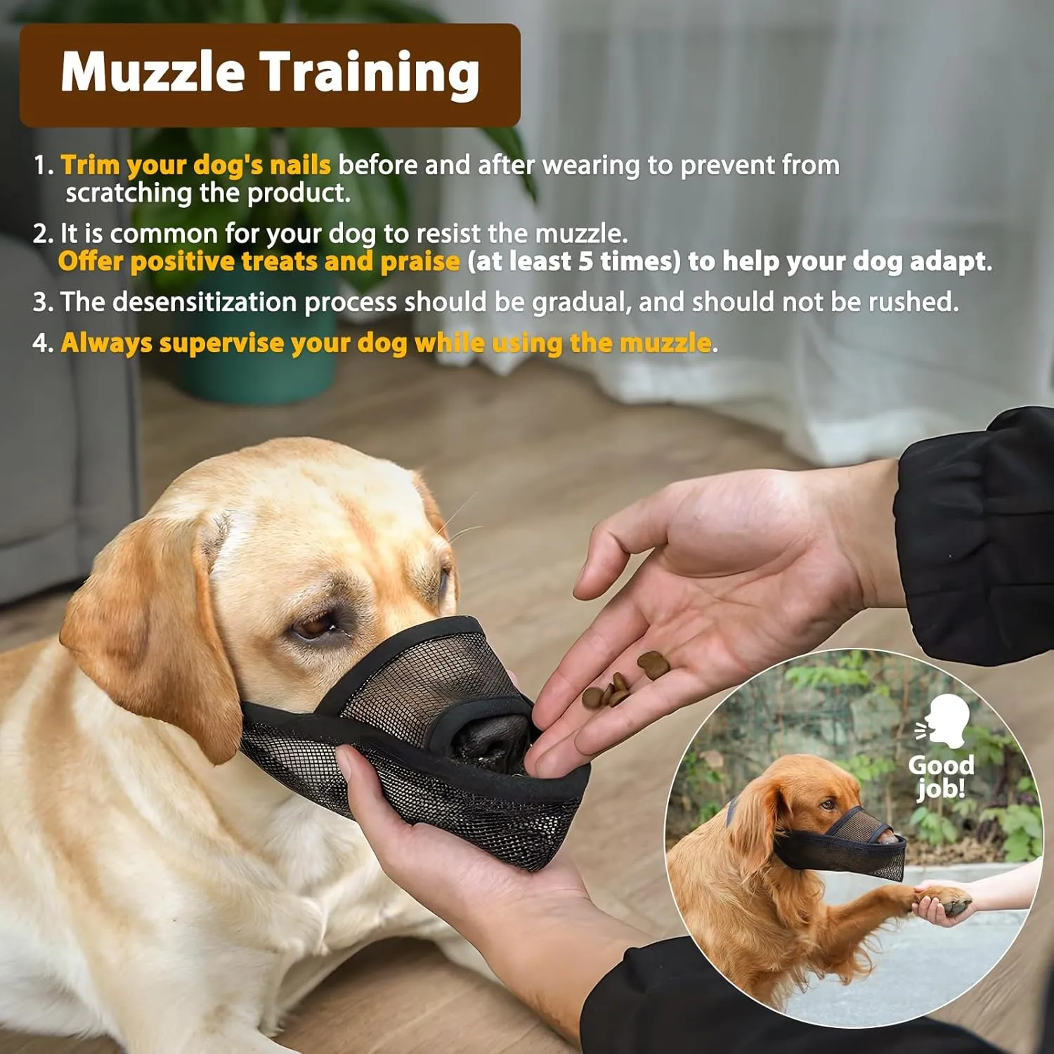 Crazy Felix Nylon Dog Muzzle for Small Medium Large Dogs, Air Mesh Breathable and Drinkable Pet Muzzle for Anti-Biting Anti-Barking Licking (L, Beige)