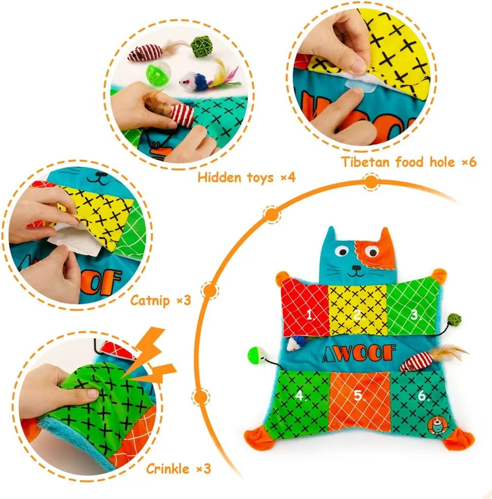 Cute Soft Catnip Mat, Interactive Cat Toys for Indoor Cats