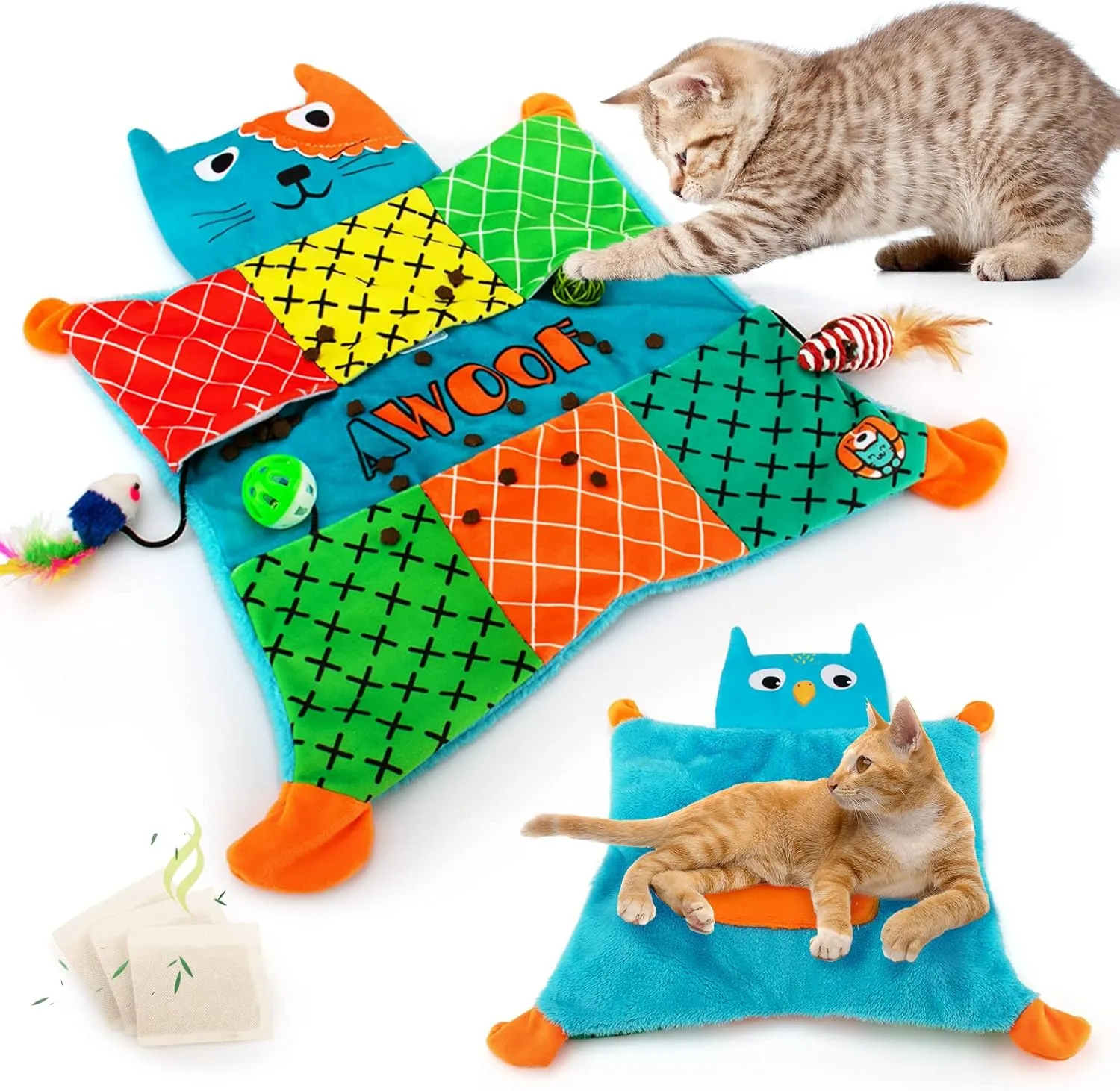 Cute Soft Catnip Mat, Interactive Cat Toys for Indoor Cats